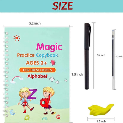 Sank Magic Practice Copybook (4 Books,1 Pen,1 Grip,10 Refill)
