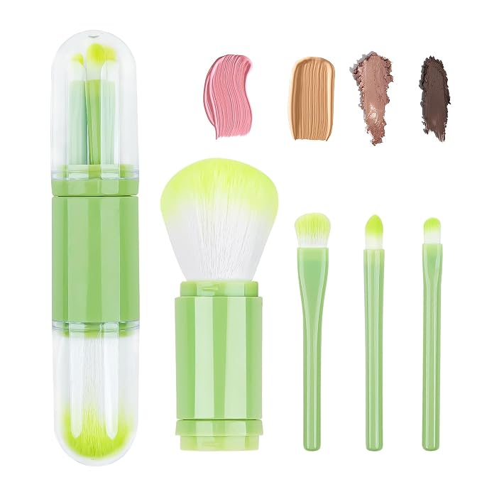 Mini Makeup Brush Travel Set - Green 4 in 1