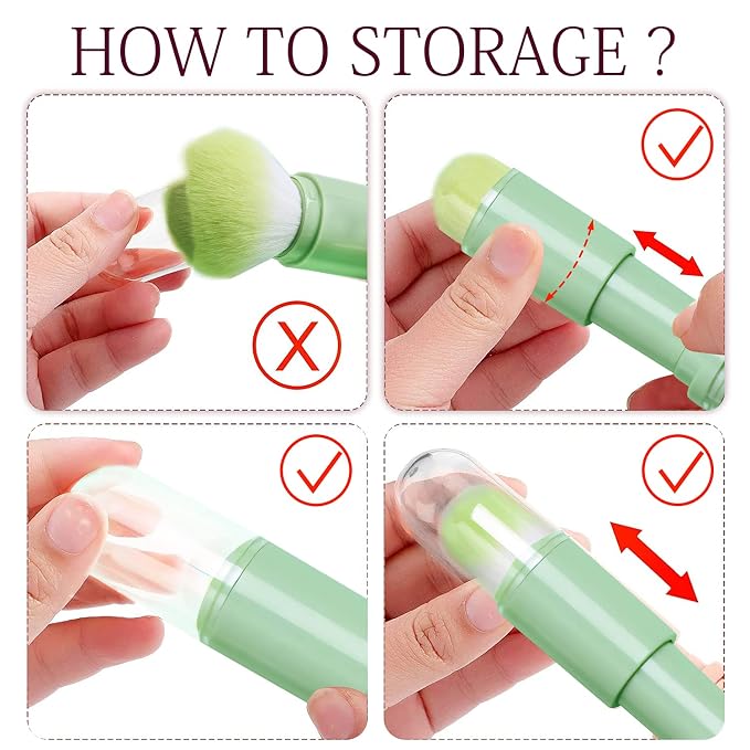 Mini Makeup Brush Travel Set - Green 4 in 1
