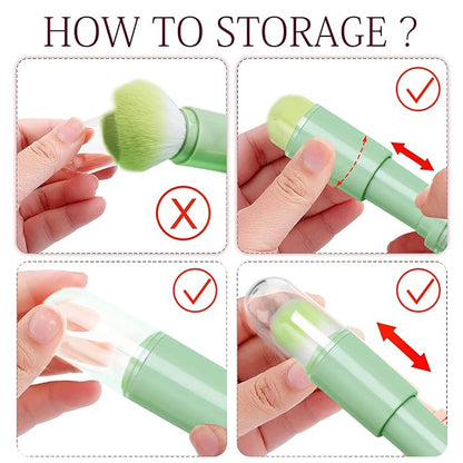 Mini Makeup Brush Travel Set - Green 4 in 1